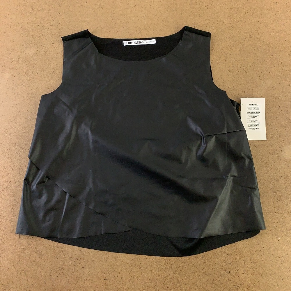Andrea Women's Size Small Black Sleeveless Tulip Hem Tank Top NWT